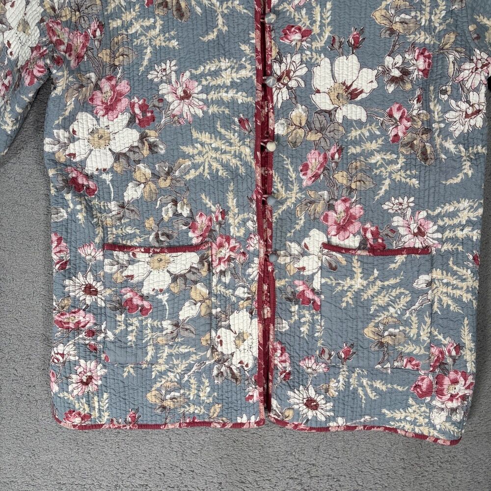 Women's XL Reversible Quilted Jacket Floral Grandmacore Boho Vintage Cottagecore - Picture 4 of 16